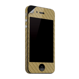 Protection Int&eacute;grale Effet Fibre de Carbone pour Apple iPhone 4/4S, Or
