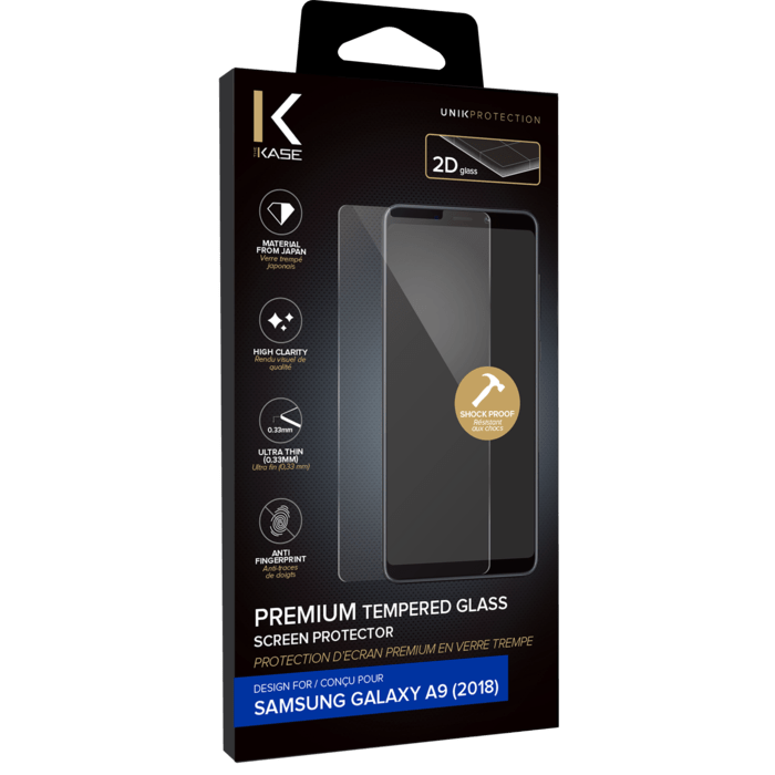 Protection d'écran premium en verre trempé pour Samsung Galaxy A9 2018, Transparent