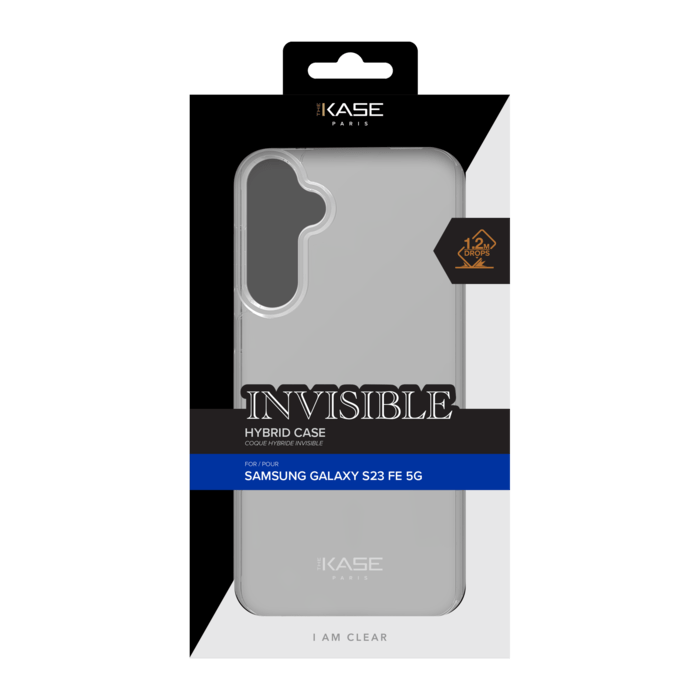 Coque hybride invisible pour Samsung Galaxy S23 FE 5G, Transparente