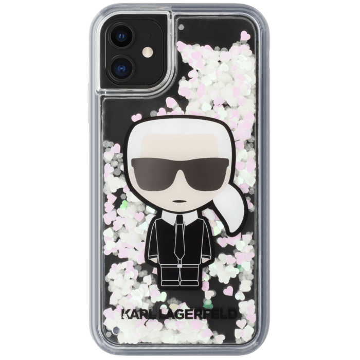 Coque Karl Lagerfeld iris&eacute;e et scintillante dans le noir pour Apple iPhone 11, Noir