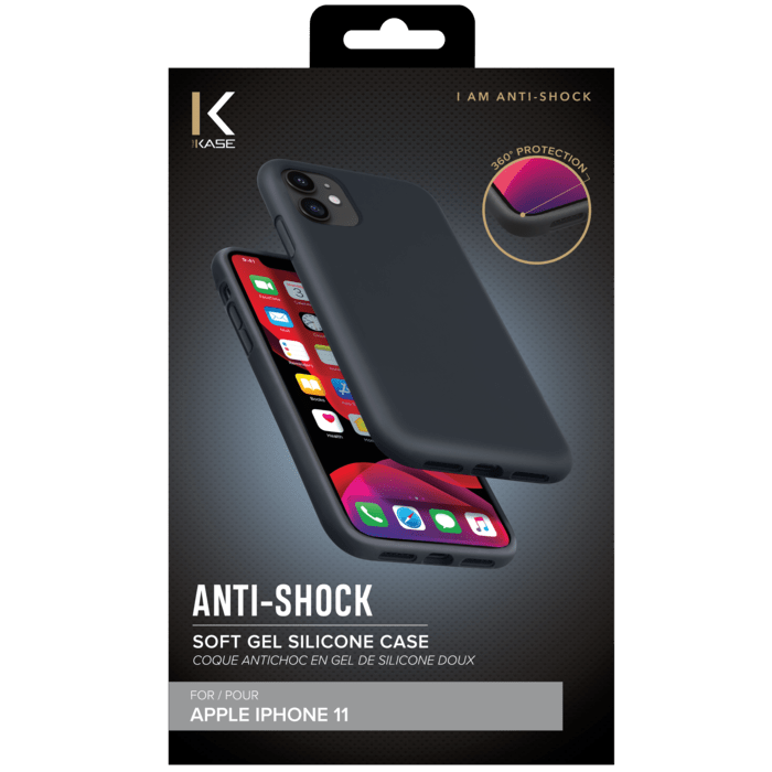 Anti-Shock Soft Gel Silicone Case for Apple iPhone 11, Satin Black