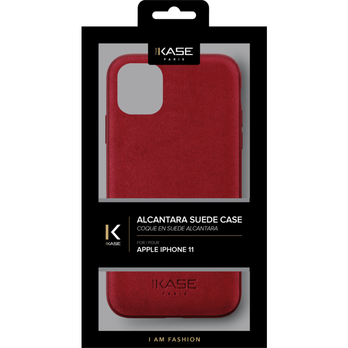 Coque en Su&egrave;de Alcantara pour Apple iPhone 11, Rouge rubis