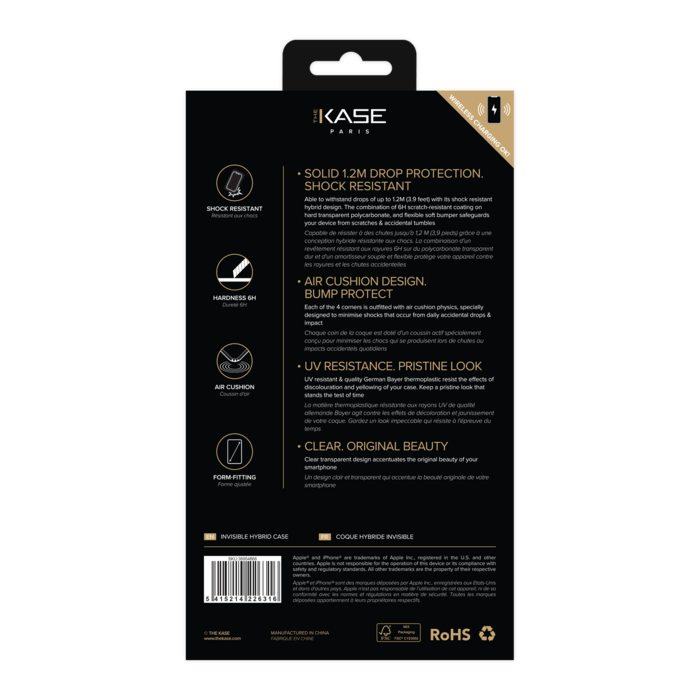Coque hybride invisible pour Apple iPhone 11, Transparente