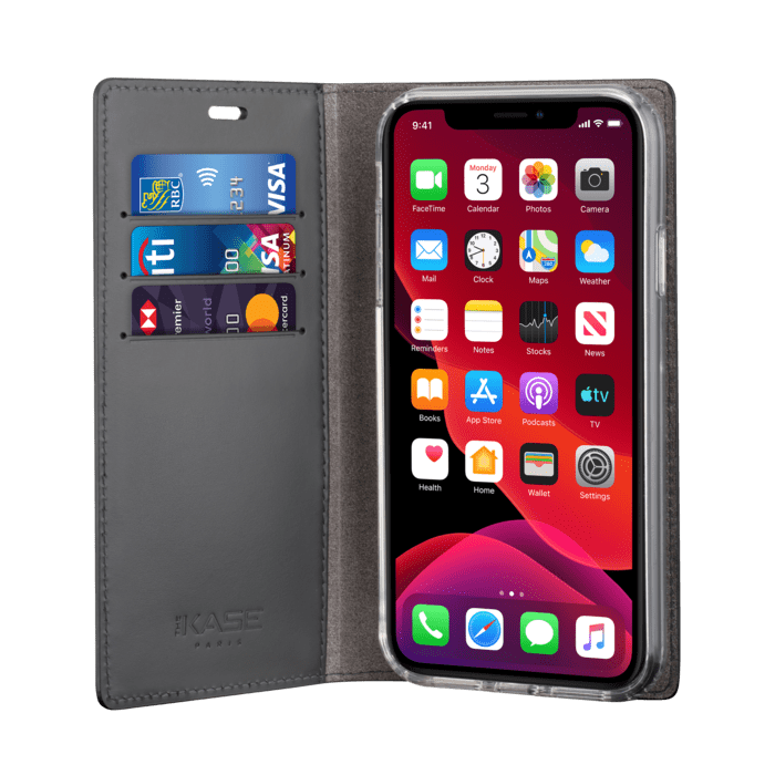 Diarycase 2.0 Genuine Leather flip case with magnetic stand for Apple iPhone 11, Midnight Black