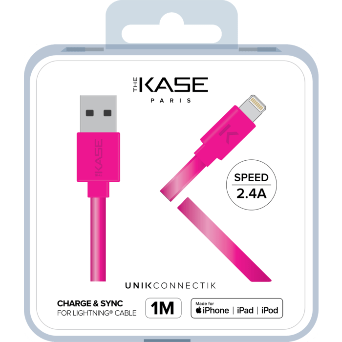 C&acirc;ble Lightning certifi&eacute; MFi Apple Charge Speed 2.4A charge/ sync (1M), Rose Bonbon