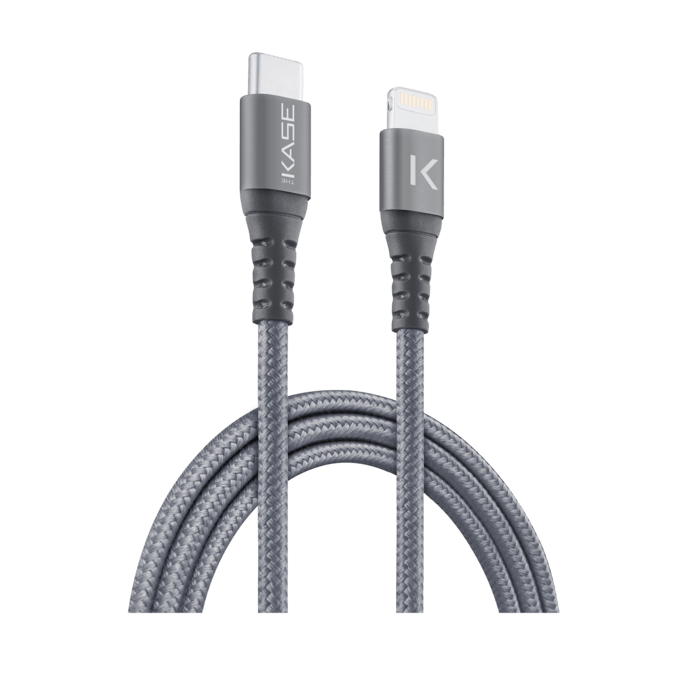 Apple MFi certified Metallic braided USB-C to Lightning Charge/Sync cable (1M), Space Grey
