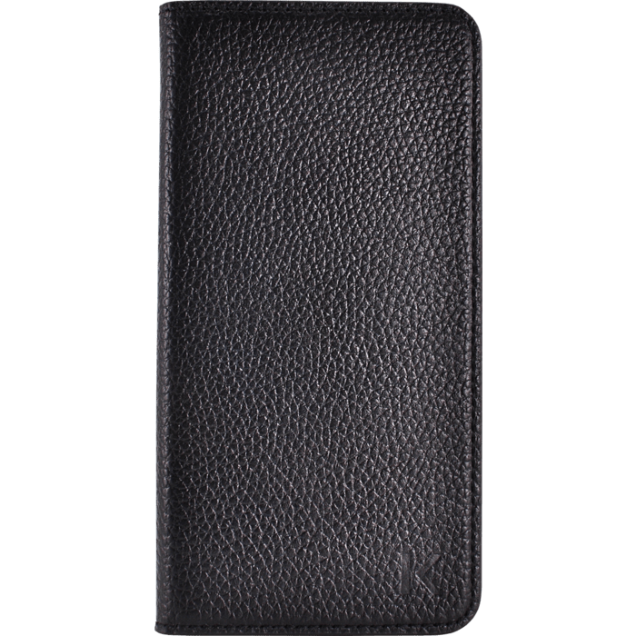Étui portefeuille en cuir véritable pour Apple iPhone 6 Plus/6s Plus, cuir de Veau Shrunken Noir