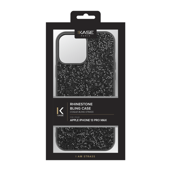 Coque Bling Strass pour Apple iPhone 13 Pro Max, Minuit Noir