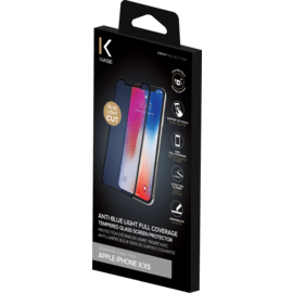Protection d'&eacute;cran en&nbsp;verre&nbsp;tremp&eacute; avec Anti-lumi&egrave;re bleue (100% de surface couverte) pour iPhone X/XS, Noir