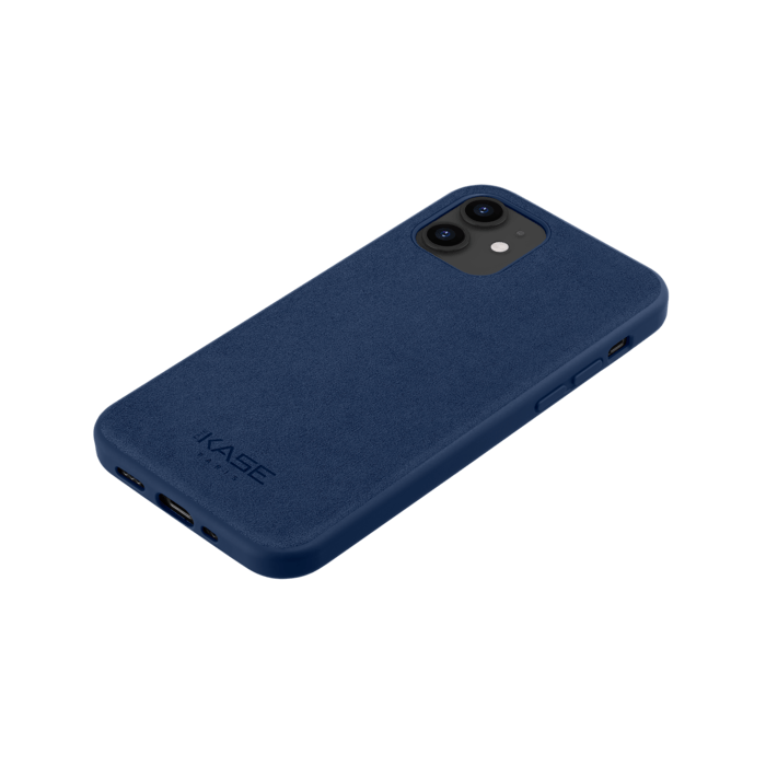 Coque en Su&egrave;de Alcantara pour Apple iPhone 12 mini, Bleu indigo