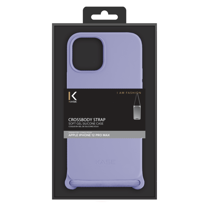 Coque en gel de silicone doux en bandouli&egrave;re pour Apple iPhone 12/12 Pro, Violet