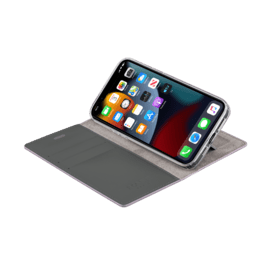 Diarycase 2.0 Coque clapet en cuir v&eacute;ritable avec support aimant&eacute; pour Apple iPhone 14, Mauve Lilas