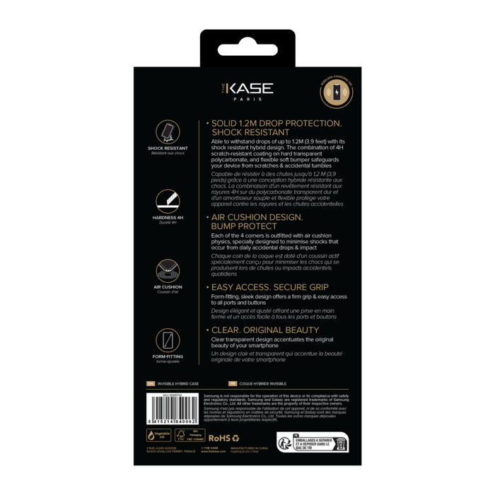 Coque hybride invisible pour Samsung Galaxy S23 FE 5G, Transparente