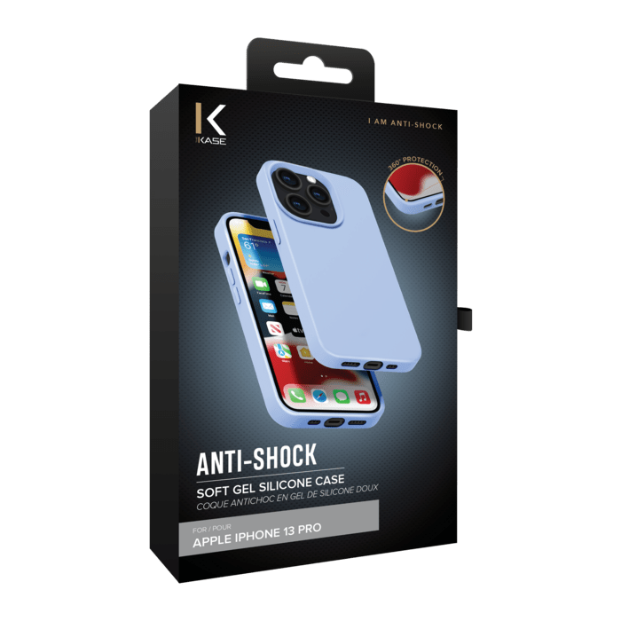 Coque antichoc en gel de silicone doux pour Apple iPhone 13 Pro, Bleu Lilas