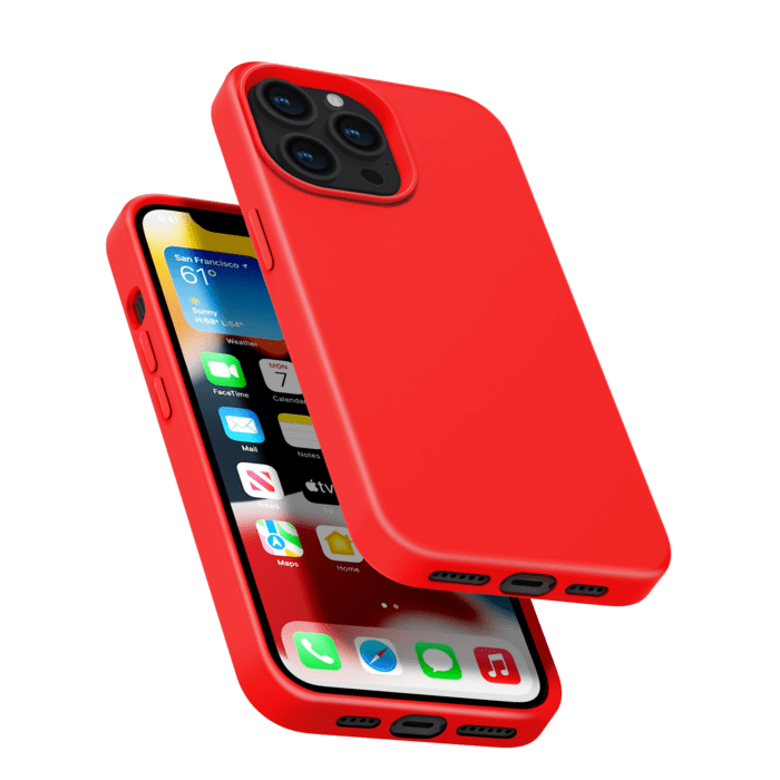 Coque antichoc en gel de silicone doux pour Apple iPhone 13 Pro Max, Rouge Ardent