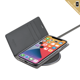 Diarycase 2.0 Coque clapet en cuir v&eacute;ritable avec support aimant&eacute; pour Apple iPhone 12 Pro Max, Rouge Bordeaux