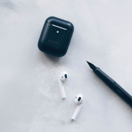 Coque en fibre de carbone v&eacute;ritable pour Apple AirPods, Noir satin&eacute;
