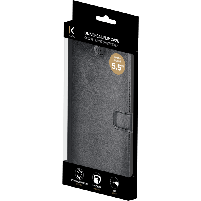 Coque clapet Universelle pour Smartphone (jusqu &agrave; 5.5 pouce), Noir de Jais
