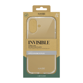 Coque hybride invisible fabriquée à 83 % de plastique recyclé pour Apple iPhone 16 Plus, transparente