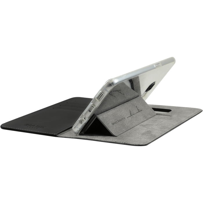 Diarycase Coque clapet en cuir v&eacute;ritable avec support aimant&eacute; pour Samsung Galaxy S6 Edge Plus, Noir L&eacute;zard