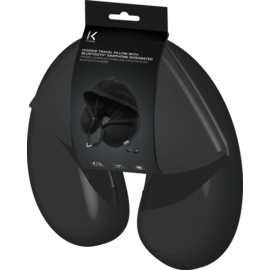 Hoodie Coussin de voyage avec des &eacute;couteurs bluetooth int&eacute;gr&eacute;s, Noir