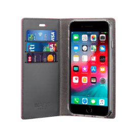 Diarycase 2.0 Coque clapet en cuir véritable avec support aimanté pour Apple iPhone 6/6s/7/8/SE 2020/SE 2022, Rose Pastel