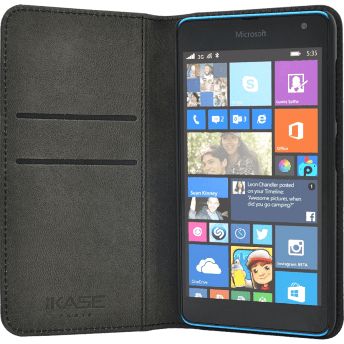 Coque clapet avec pochettes CB pour Nokia Lumia 535, Noir