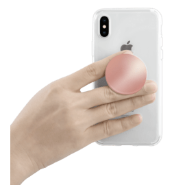 POP-UP poign&eacute;e & support smartphone, Or Rose Chrom&eacute;