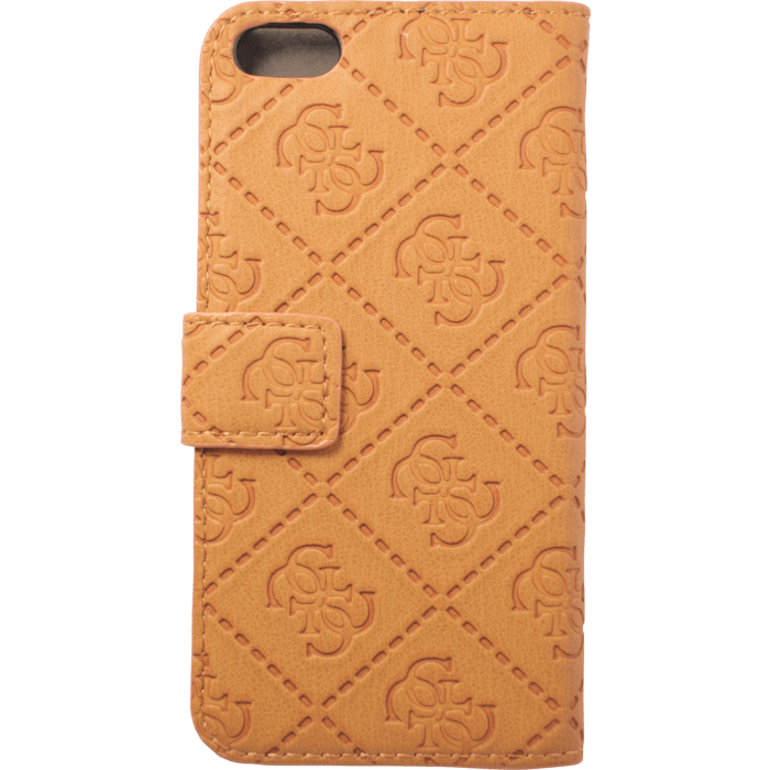 Guess Scarlett Coque Clapet pour Apple iPhone 5/5s/SE, Cognac