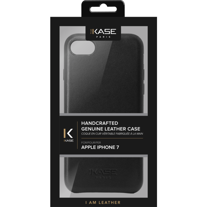 Coque en Cuir V&eacute;ritable Fabriqu&eacute;e &agrave; la Main&nbsp;pour Apple iPhone 7, Noir