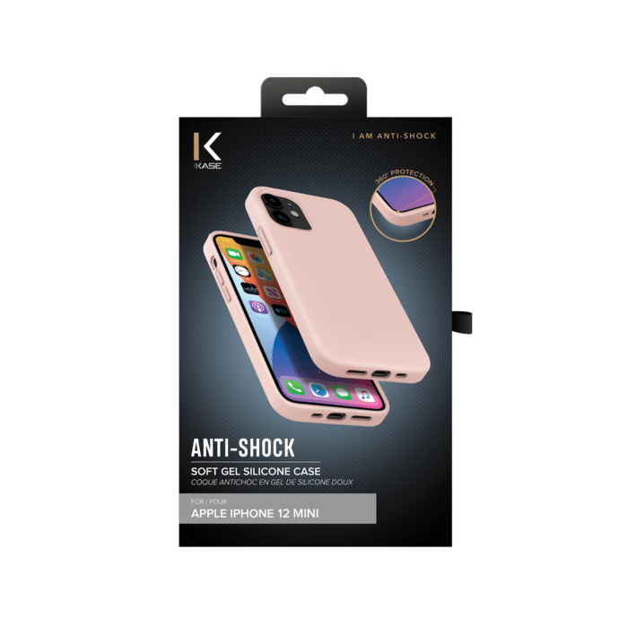 (O) Coque antichoc en gel de silicone doux pour Apple iPhone 12 mini, Rose Sable