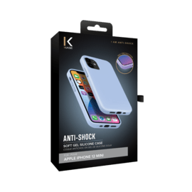 (O) Coque antichoc en gel de silicone doux pour Apple iPhone 12 mini, Bleu Lilas