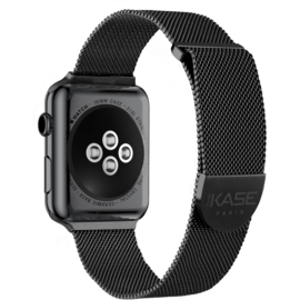 Bracelet mesh en acier inoxydable pour Apple Watch&reg; Series 1/2/3/4 38/40mm, Noir