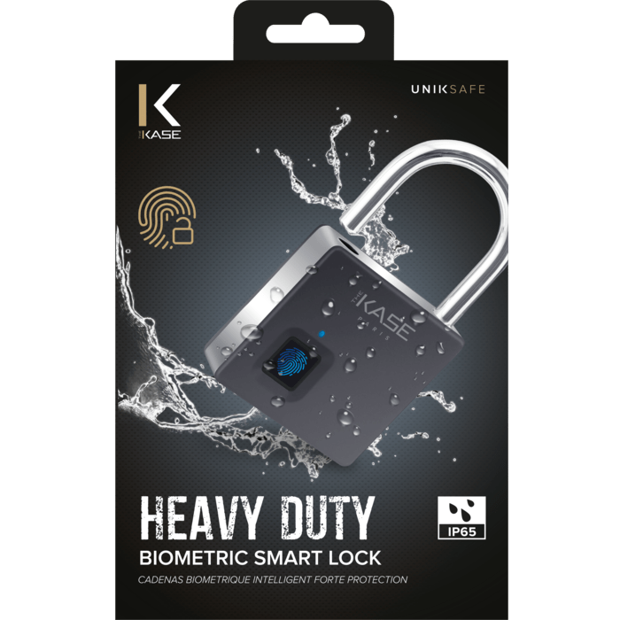 Cadenas Biom&eacute;trique Intelligent &Eacute;tanche IP65 Forte Protection avec double de cl&eacute;s, Noir