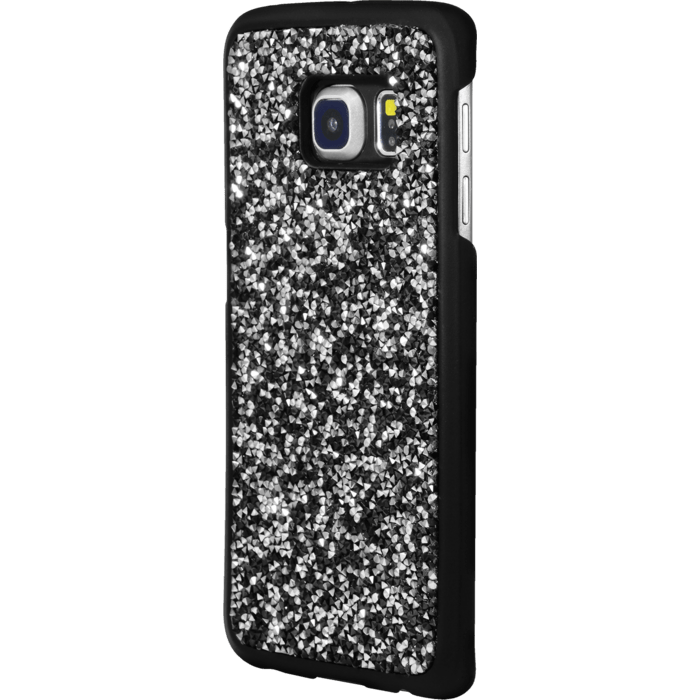 Coque Bling Strass pour Samsung Galaxy S6 Edge, Minuit Noir & Argent