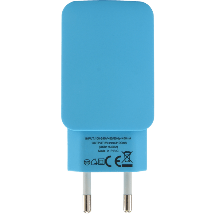 Chargeur Universel Double USB (EU) 3.1A, Bleu ciel