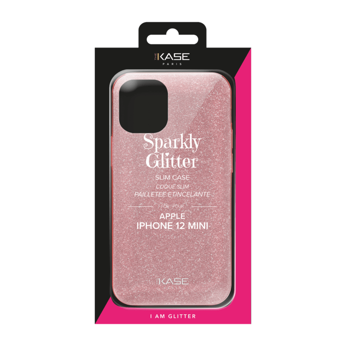 Coque slim&nbsp;paillet&eacute;e &eacute;tincelante pour Apple iPhone 12 mini, Or Rose