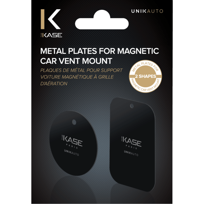 Plaques de m&eacute;tal pour support voiture magn&eacute;tique &agrave; grille d'a&eacute;ration (2 formes)