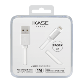 Câble Lightning certifié MFi Apple Charge Speed 3A charge/ sync (1M), Blanc Lumineux