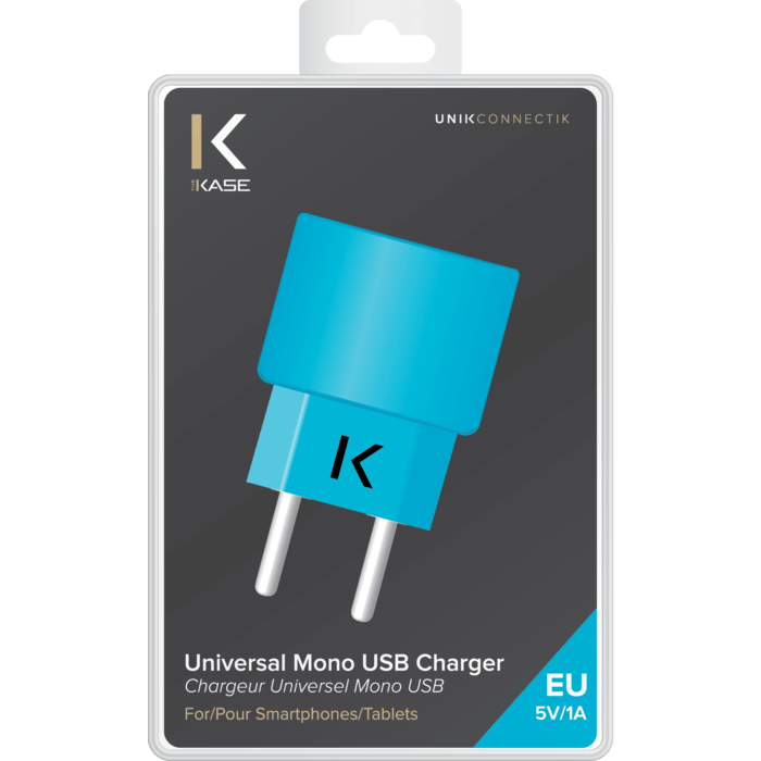 Chargeur Universel Mono USB (EU) 1A, Bleu ciel