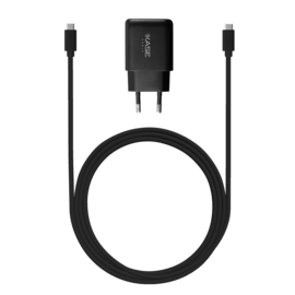 PowerPort Speed LITE 20W Dual USB EU Wall Charger + USB-C to USB-C Fast Charge/Sync Cable, Black
