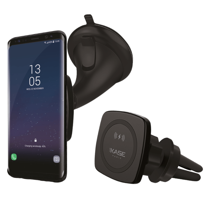 Kit de recharge sans fil Qi rapide universel et magn&eacute;tique pour voiture (Charge rapide-10W), Noir