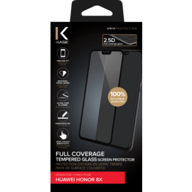Case Full Coverage Tempered Glass Screen Protector for Huawei Honor 8X, Black