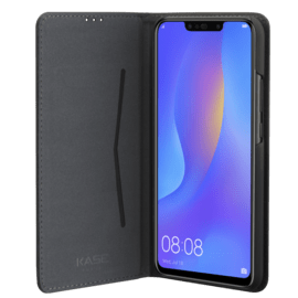 Coque clapet folio avec fente pour cartes & support pour Huawei P Smart+, Noir