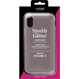 Coque slim&nbsp;paillet&eacute;e &eacute;tincelante (Edition contour) pour Apple iPhone X/XS Or Rose