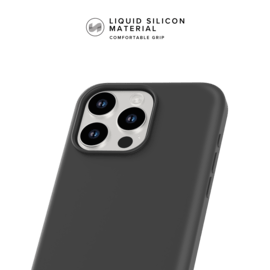 Coque antichoc en gel de silicone doux pour Apple iPhone 15 Pro Max, Noir satin