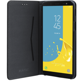 Coque clapet folio avec fente pour cartes & support pour Samsung Galaxy J6 2018 , Noir