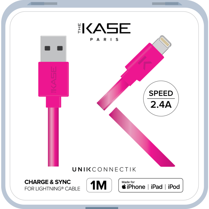 C&acirc;ble Lightning certifi&eacute; MFi Apple Charge Speed 2.4A charge/ sync (1M), Rose Bonbon