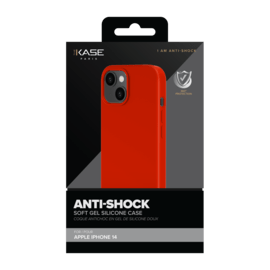 Coque antichoc en gel de silicone doux pour Apple iPhone 14, Rouge Ardent
