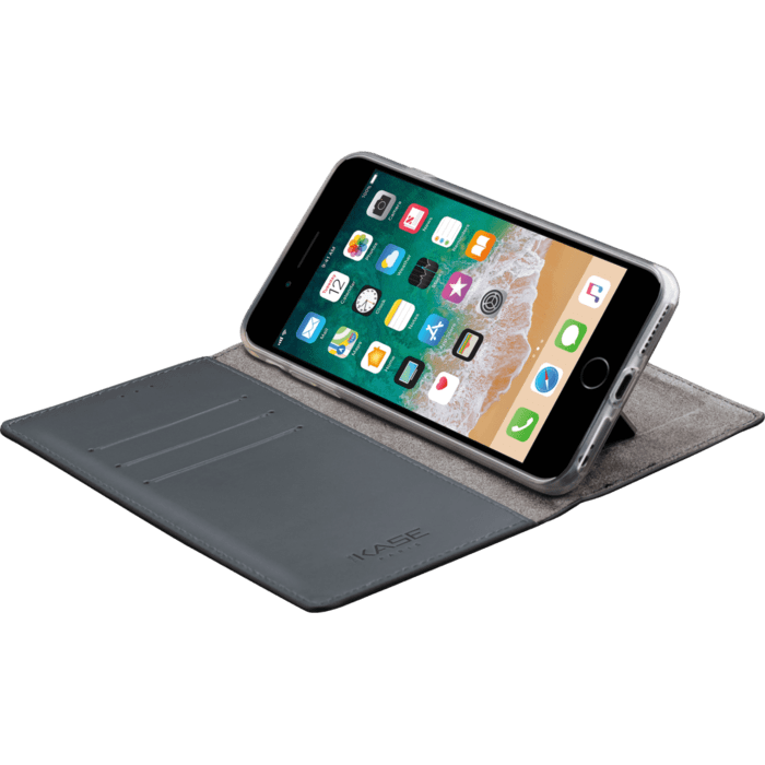 Diarycase Coque clapet en cuir véritable avec support aimanté pour Apple iPhone 6/6s Plus, Bleu Marine Lézard